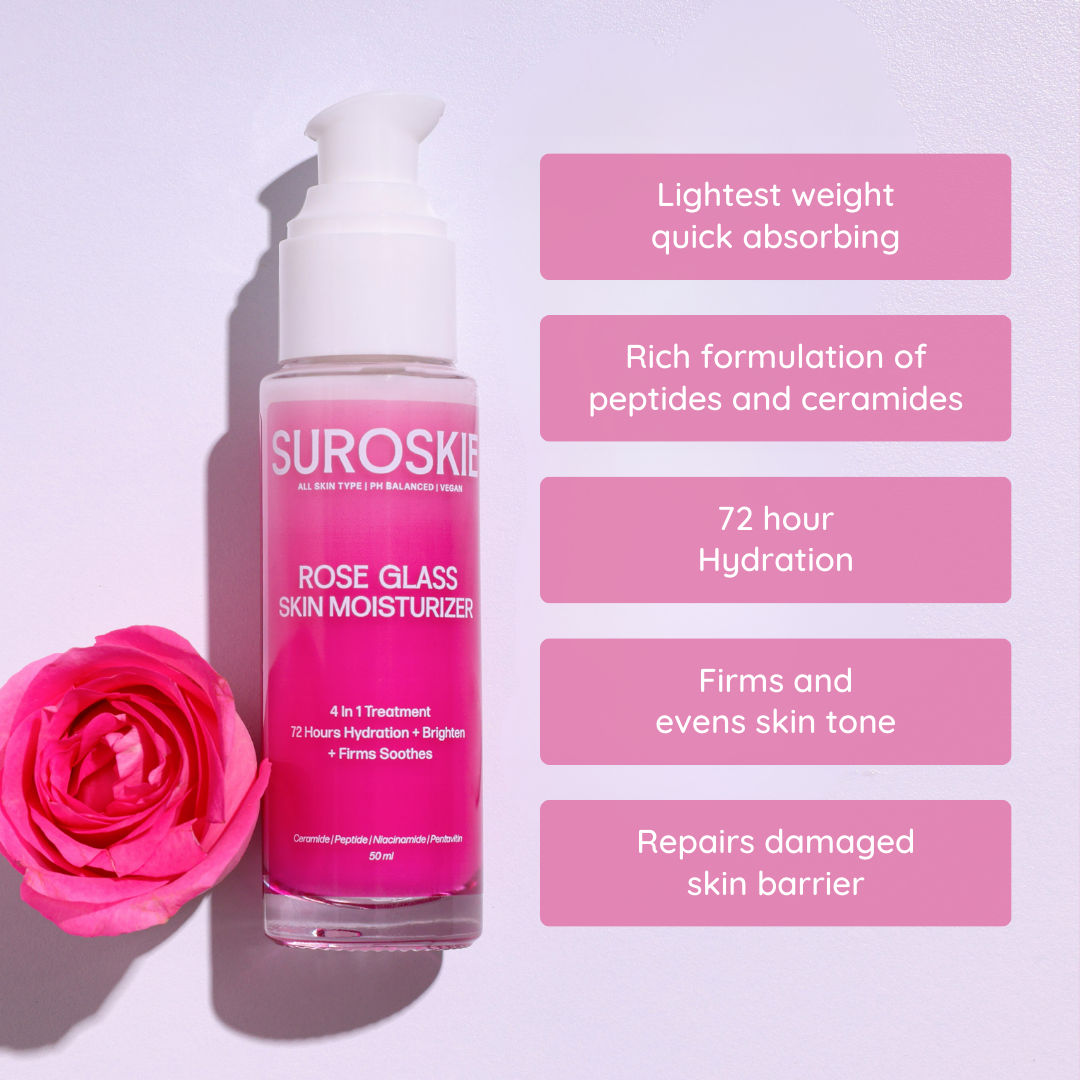Suroskie Rose Glass - Hydration Moisturizer with Copper Peptides & Ceramides - Hydration, Barrier Repair, Lightweight, Suitable for All Skin Type (50ml)