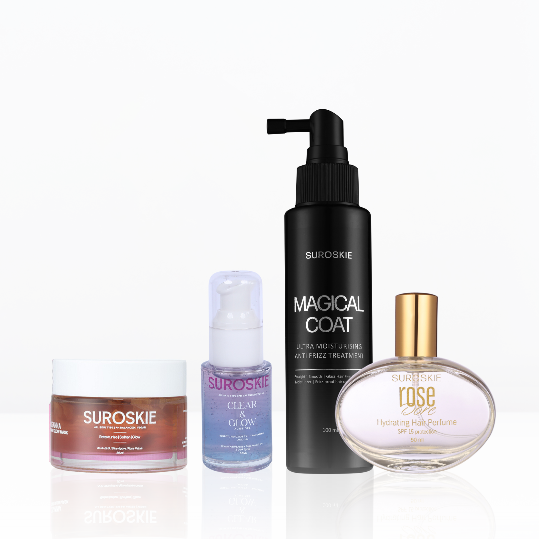 ROSE-INFUSED ACNE SOLUTION SET ( 1.Acne Gel + 2.Rosanna Glow Mask + 3.Rose Dore + 4.Magical Coat )