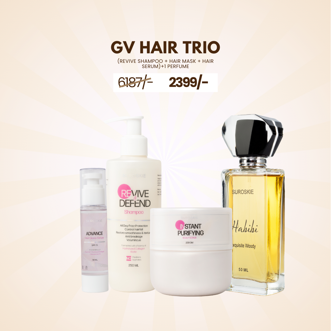 GV HAIR TRIO ( REVIVE SHAMPOO + HAIR MASK + HAIR SERUM ) + 1 PERFUME