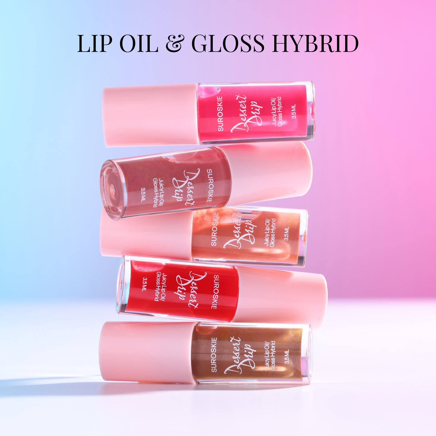 Dessert Drip Lip oils Set Of 5 - 2-in-1 Lip Oils & Gloss