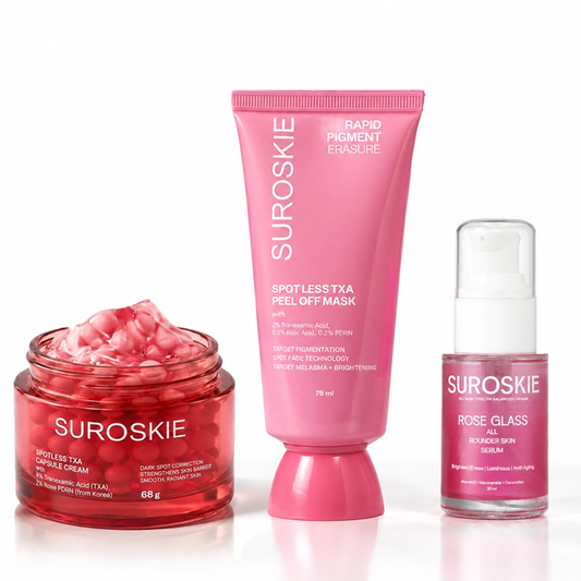 Pigmentation Peel-Off Mask + Spotless TXA Boba Capsule Cream + Rose Glass All-Rounder Skin Serum