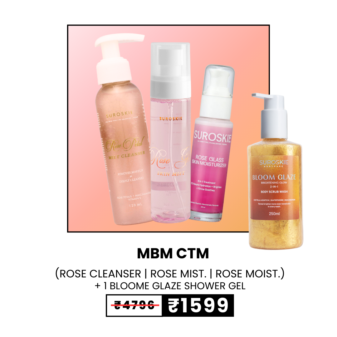 MBM CTM ( ROSE CLEANSER + ROSE MIST + ROSE MOISTURISER ) + BLOOME GLAZES SHOWER GEL