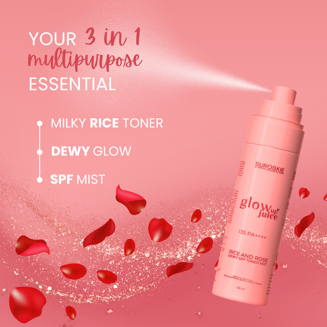 Suroskie Glow Up Juice Spf 35 PA++++ Rice & Rose Dewy Spf Toner Mist