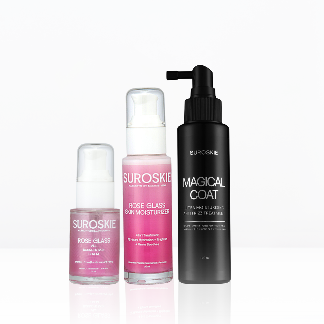 ALL-IN-ONE SKIN & HAIR HYDRATION POWER PACK COMBO KIT ( 1.All Rounder Serum  +  2.Rose Skin Moisturizer  +  3.Magical Coat )