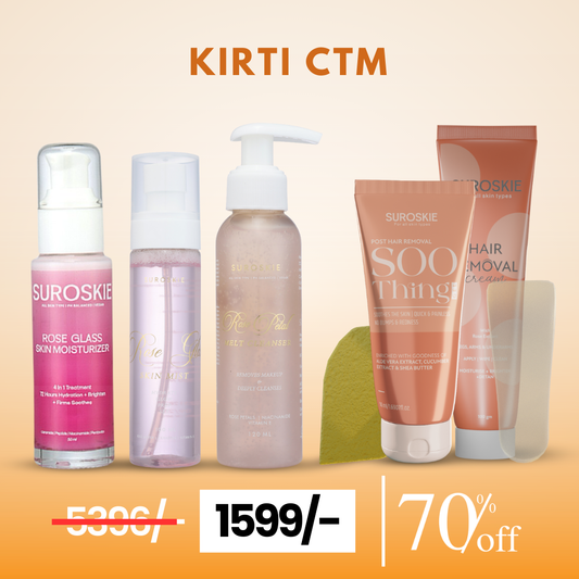 KIRO CTM ( ROSE CLEANSER + ROSE GLASS MIST + ROSE MOISTURIZER + HAIR REMOVAL KIT )