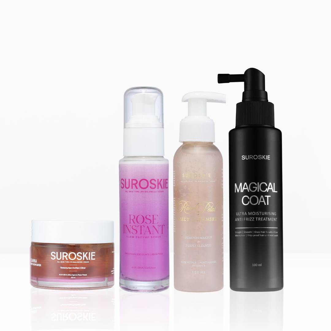 ALL-ROUNDER RADIANCE ROUTINE ( 1.Rose Melt Cleanser  +  2.Rose Instant Scrub  +  3.Rosanna  +  4.Magical Coat )