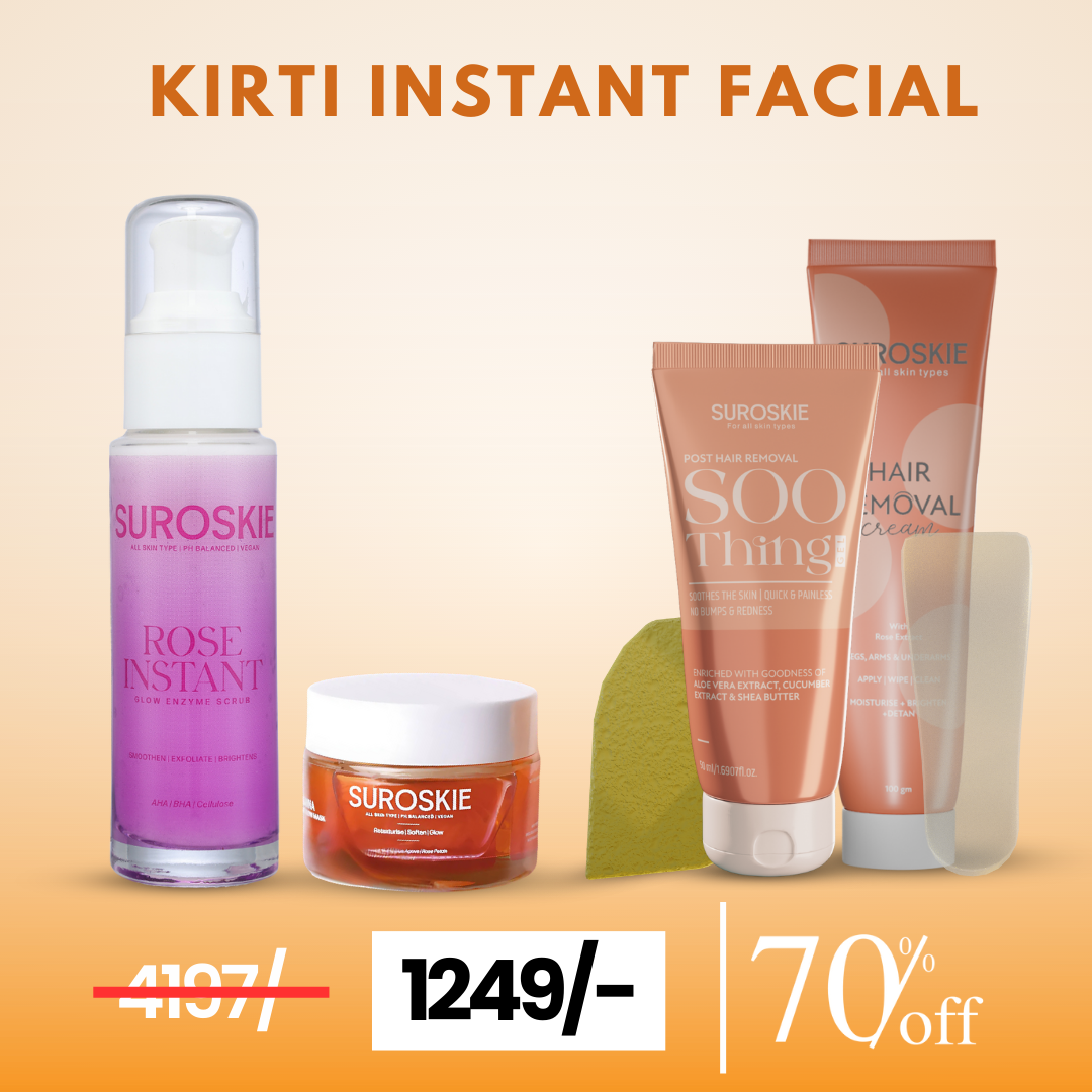 KIRO INSTANT FACIAL (ROSE SCRUB + ROSSANA MASK ) + 1 HAIR REMOVAL KIT