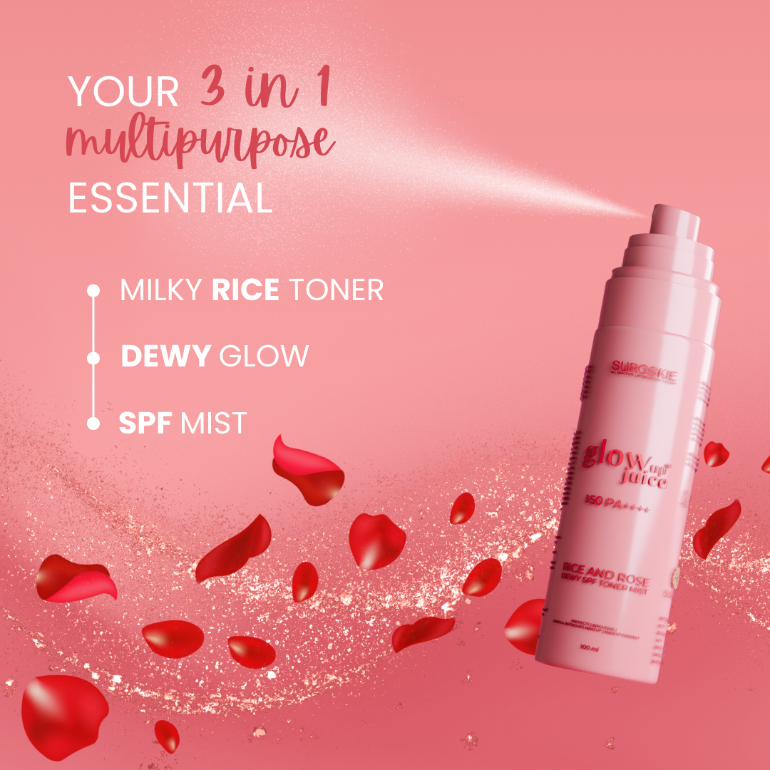 Glow Up Juice Spf 50 PA++++  Rice & Rose Dewy Spf Toner Mist