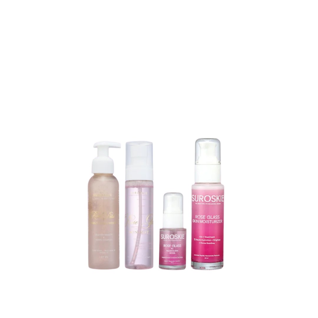 Rose Petal Melt Cleanser + Rose Glass Skin Mist + Rose Glass Serum + Rose Glass Moisturiser