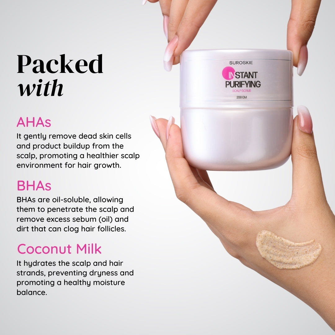Purifying & Exfoliating Scalp Scrub with Aha Bha for Dandruff, Hair ...