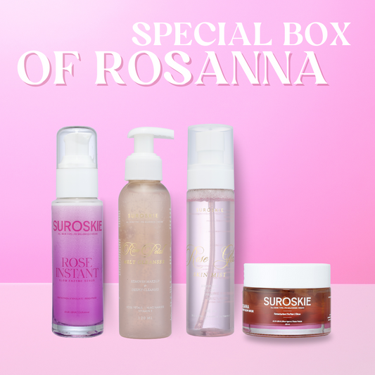 Special Box of Rosanna (Rose Instant Glow Face Mask,
Rose Instant Face Scrub,
Rose Petal Melt Cleanser &
Rose Glass Skin Mist)