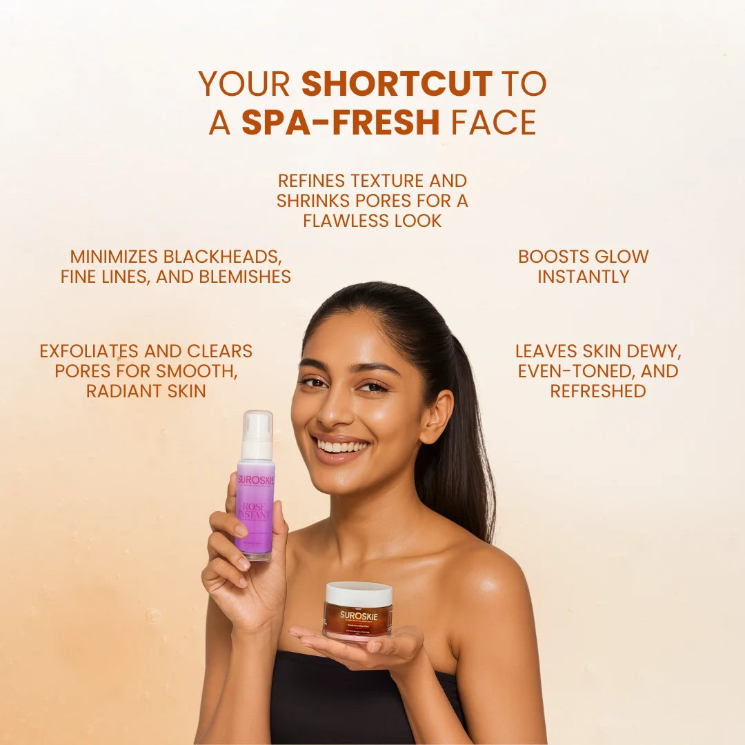 Suroskie Instant Facial Combo (Rose Instant Glow Enzyme Scrub + Rosanna Instant Glow Face Mask)