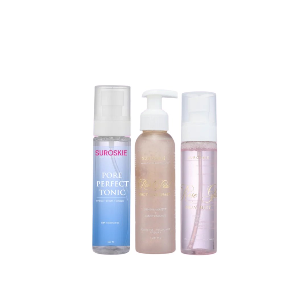 Pack of Rose Cleanser, Toner and Skin Mist