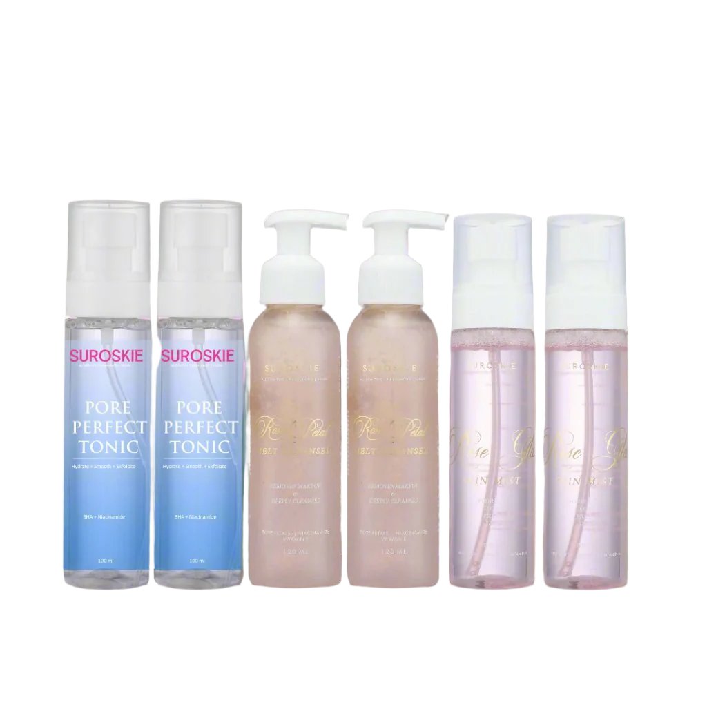 Pack of 2 Rose Cleanser, Toner and Skin Mist