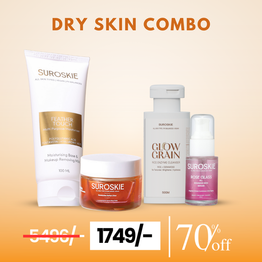 Dry skin combo( Glow Grain + Rosaana Mask+ Rose Serum + Feather Touch )