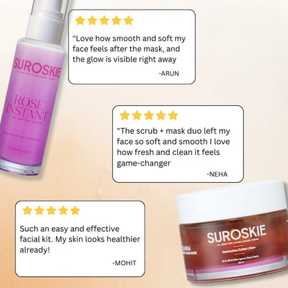 Instant Facial Combo (Rose Instant Glow Enzyme Scrub + Rosanna Instant Glow Face Mask)