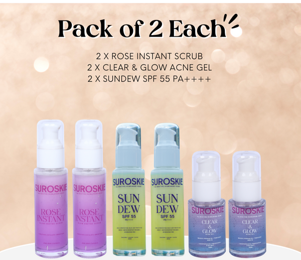 Pack of 2 Each (Sunscreen + Acne Gel + Scrub)