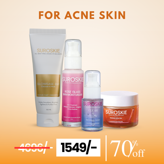 FOR ACNE SKIN (Acne gel + Glow Ease + Rosanna Mask + Rose Moisturizer)