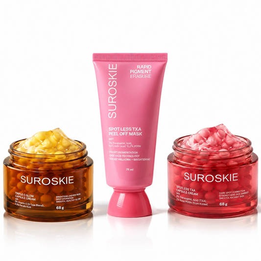 Pigmentation Peel-Off Mask + Spotless TXA Boba Capsule Cream + Triple C Glow Capsule Cream