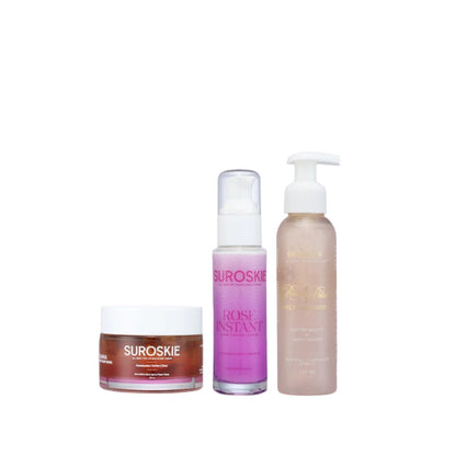 Rose Petal Melt Cleanser + Rose Instant Scrub + Rossana Mask