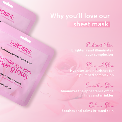 Rose Collagen Facial Essence Mask Pack Of 3