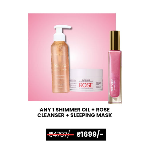Shimmer Oil + Rose Cleanser + Sleeping Mask