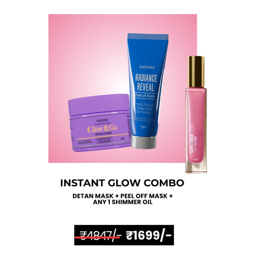 Instant Glow Combo (Detan Mask + Peel Off Mask) + Shimmer Oil