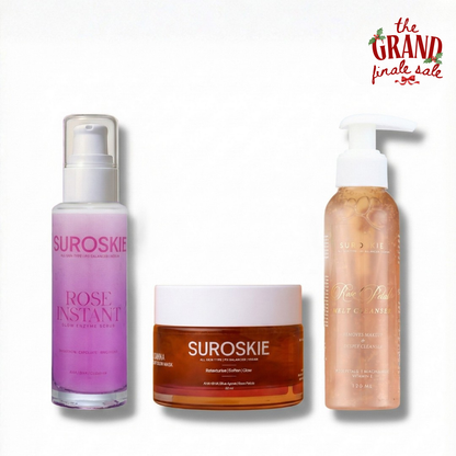 Rose Petal Melt Cleanser + Rose Instant Scrub + Rossana Mask