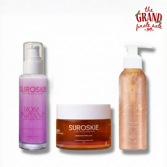 Rose Petal Melt Cleanser + Rose Instant Scrub + Rossana Mask