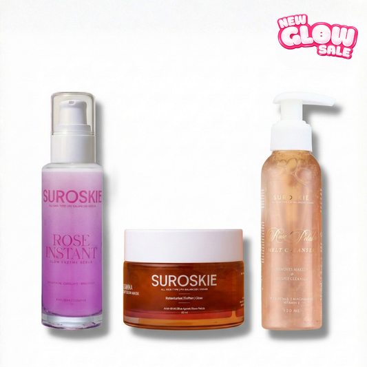 Rose Petal Melt Cleanser + Rose Instant Scrub + Rossana Mask