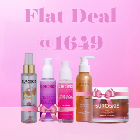 FLAT Deal @1649/- Get Rossana Mask, Rose cleanser , Rose Scrub ,Rose Moisturiser & Rose Elixir
