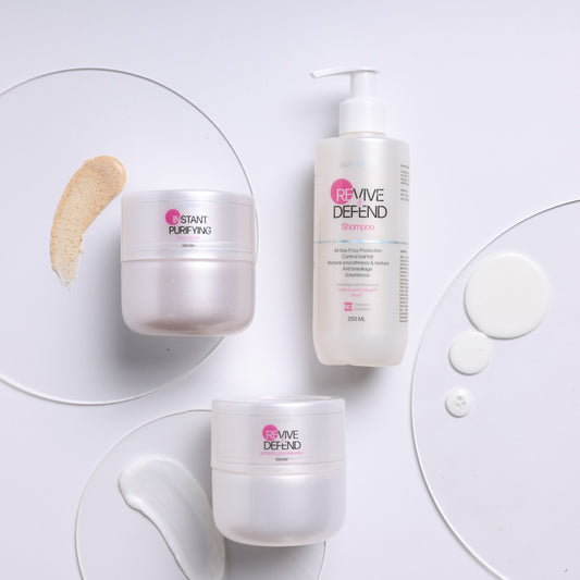 Revive & Defend Shampoo + Instant Purifying Scalp Scrub + Revive & Defend Instant Glass Hair Mask