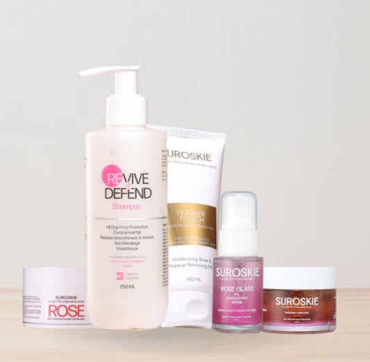 Revive combo: 1.Revive & Defend Shampoo, 2.Mask, 3.Serum, 4.Feather touch, 5.Sleeping mask