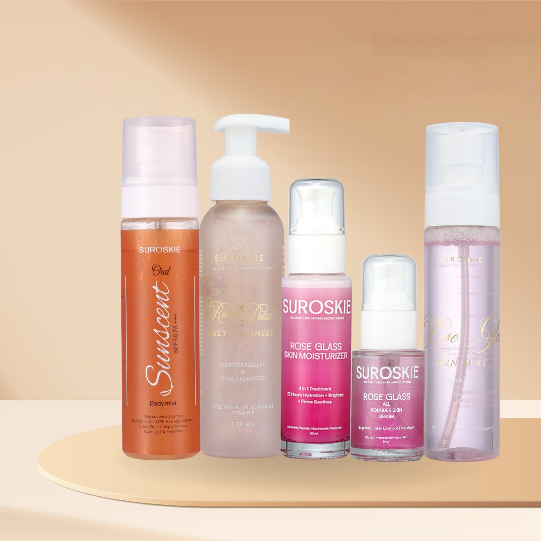 Regime Combo  ( 1.Rose cleanser + 2.Glass mist + 3.Serum + 4.Moisturizer+ 5.SunScent )