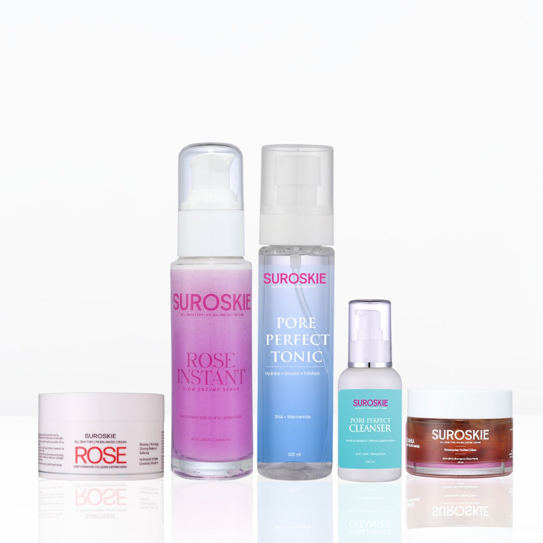 Pore Cleanser + Pore Toner + Rose Face Scrub + Rosanna Mask + Rose Sleeping Mask