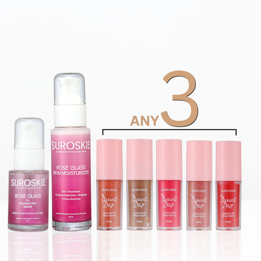 All rounder serum + Rose moisturiser +Lip oil pack of 3