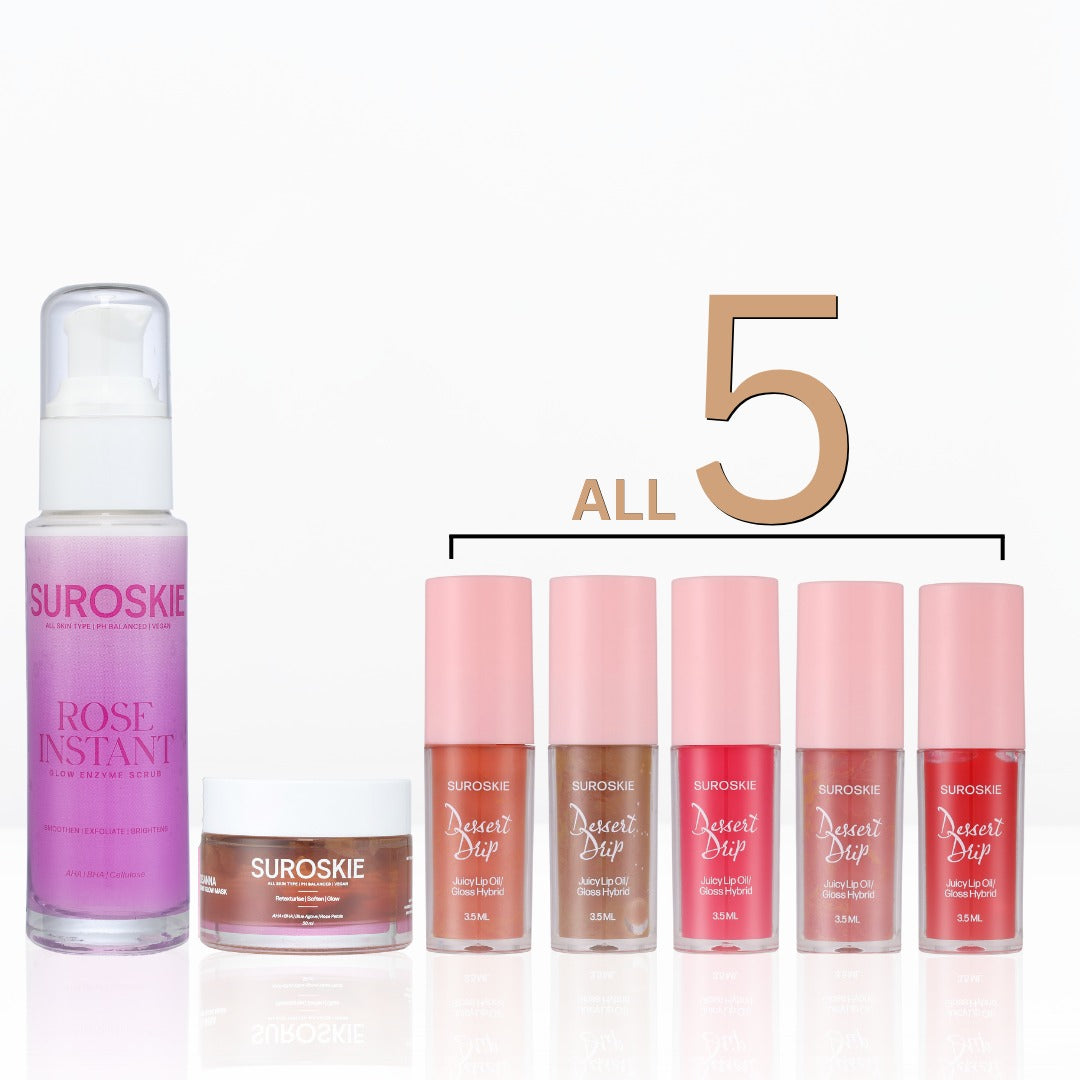 Instant facial combo + lip oil pack of 5