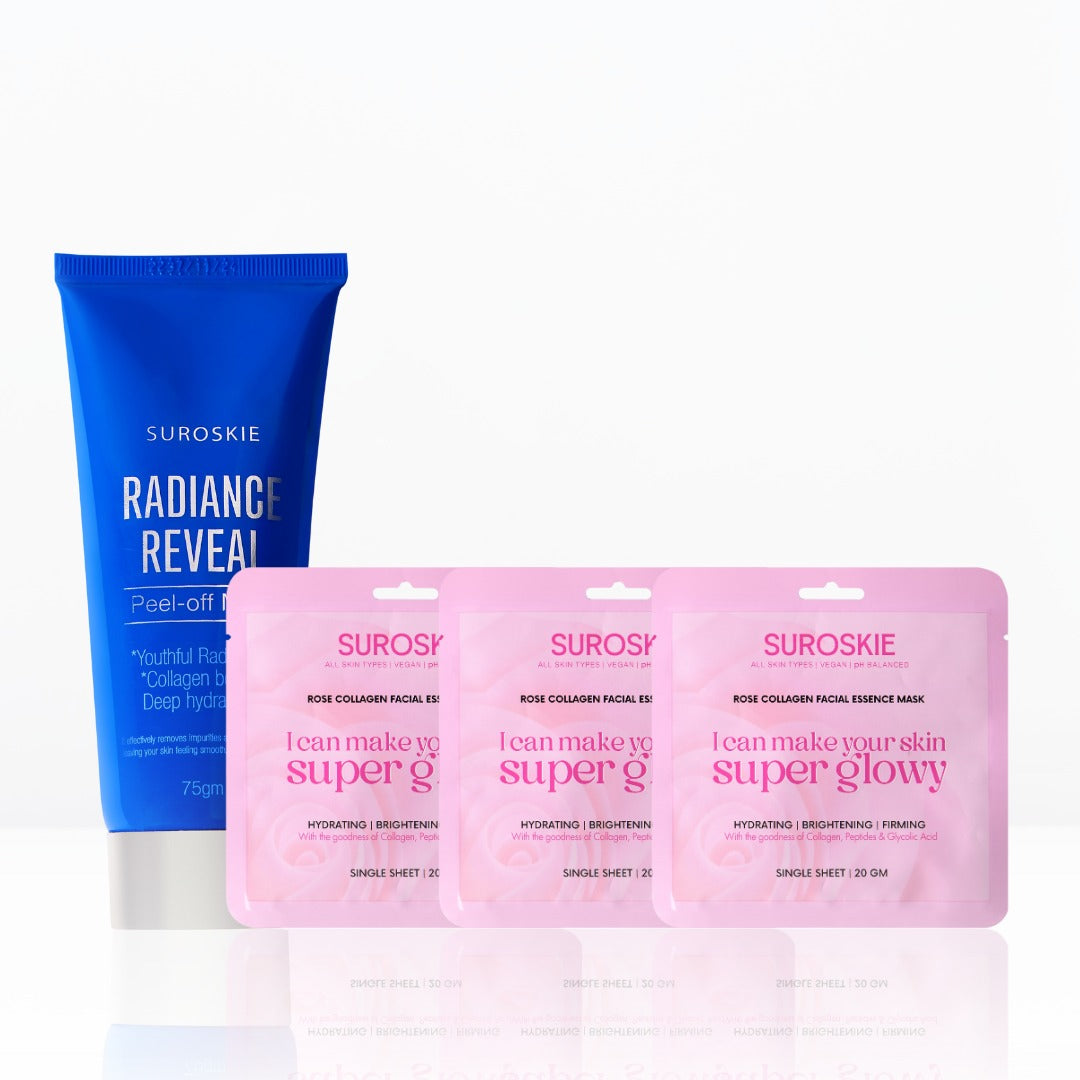 Radiance Reveal + Pack Of 3 Rose Collagen Facial Essence Mask