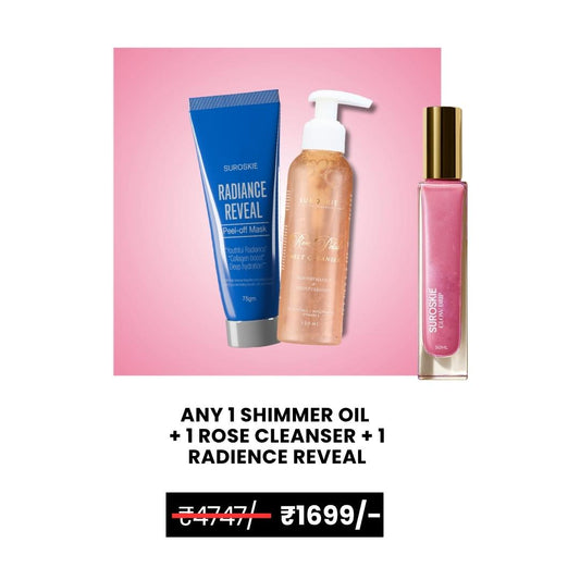 Shimmer Oil + Rose Cleanser + Peel Off Mask
