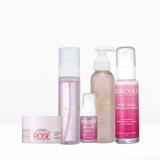 PM Regime ( Rose Cleanser + Rose glass skin mist + Rose Serum + Rose glass skin moisturiser + Sleeping mask)