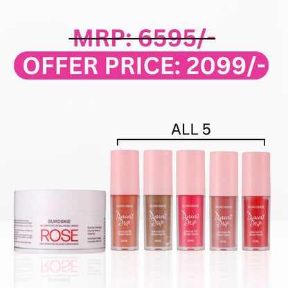 Rose sleeping mask + Lip oil pack of 5