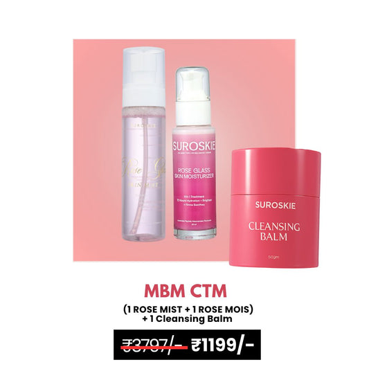 CLEANSING BALM + ROSE GLASS MIST + ROSE MOISTURIZER