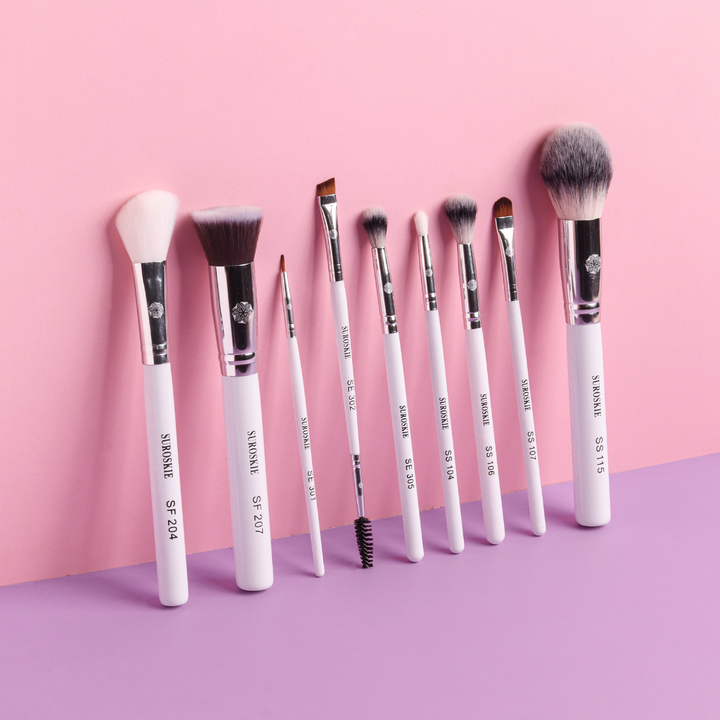 Buy 9 Piece Essential Brush Set With Pouch Online - Suroskie